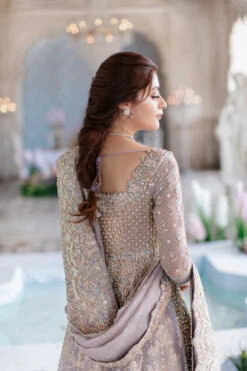 Embellished Lilac Lehenga Gown Pakistani Bridal Wear -LuxPak Bridal Studio Store EmbellishedLilacLehengaGownPakistani
