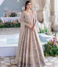 Embellished Lilac Lehenga Gown Pakistani Bridal Wear -LuxPak Bridal Studio Store EmbellishedLilacLehengaGownPakistaniBridalWear