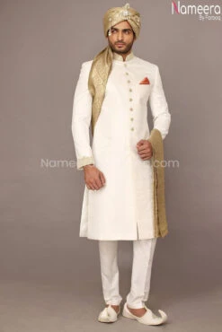 Embellished White Sherwani For Groom Online 2021 #GR55