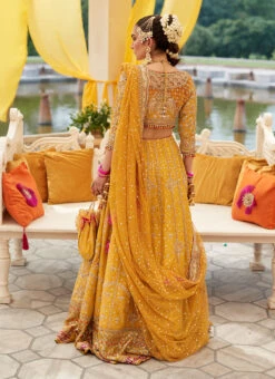 Embellished Marigold Bridal Lehnga Choli Pakistani Bridal Dress -LuxPak Bridal Studio Store Embellished Marigold Bridal Lehnga Choli Bridal Dress