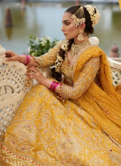 Embellished Marigold Bridal Lehnga Choli Pakistani Bridal Dress -LuxPak Bridal Studio Store Embellished Marigold Bridal Lehnga Choli Pakistani Dress