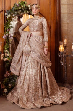 Embellished Pakistani Pink Bridal Lehenga Choli For Bridals