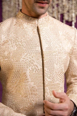 Royal Embroidered White Sherwani Pakistani Groom Dress -LuxPak Bridal Studio Store EmbroideredWhiteSherwaniPakistaniGroomDress