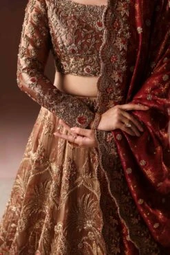 Royal Rusted Gold Embroidered Pakistani Bridal Lehenga Choli -LuxPak Bridal Studio Store Embroidered Pakistani Bridal Dress Lehenga choli