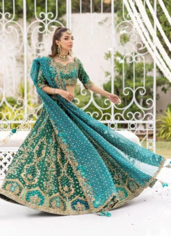 Luxury Emerald Green Lehenga Choli Pakistani Bridal Dress