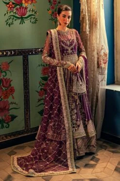 Flared Long Pishwas And Lehenga Pakistani Bridal Dress