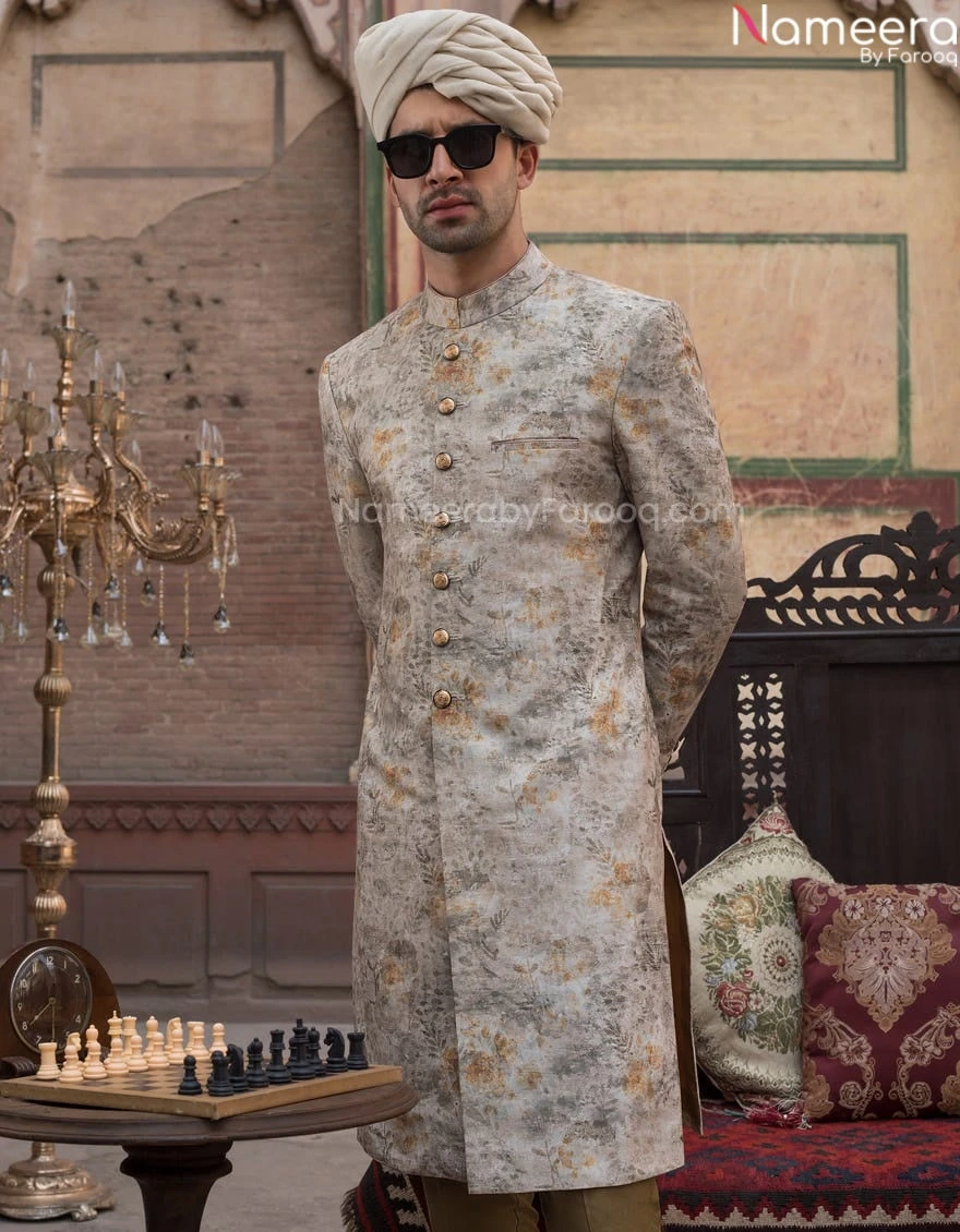 Pakistani Rich Floral Sherwani Suits For Men #GN31 4 Pakistani Rich Floral Sherwani Suits For Men #GN31 - Image 2