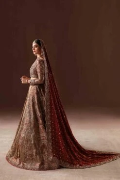 Royal Rusted Gold Embroidered Pakistani Bridal Lehenga Choli -LuxPak Bridal Studio Store Gold Embroidered Pakistani Bridal Dress Lehenga choli