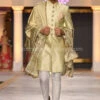 Golden Dulha Sherwani With Raw Silk Shawl #GR45 -LuxPak Bridal Studio Store GoldenDulhaSherwaniwithRawSilkShawl
