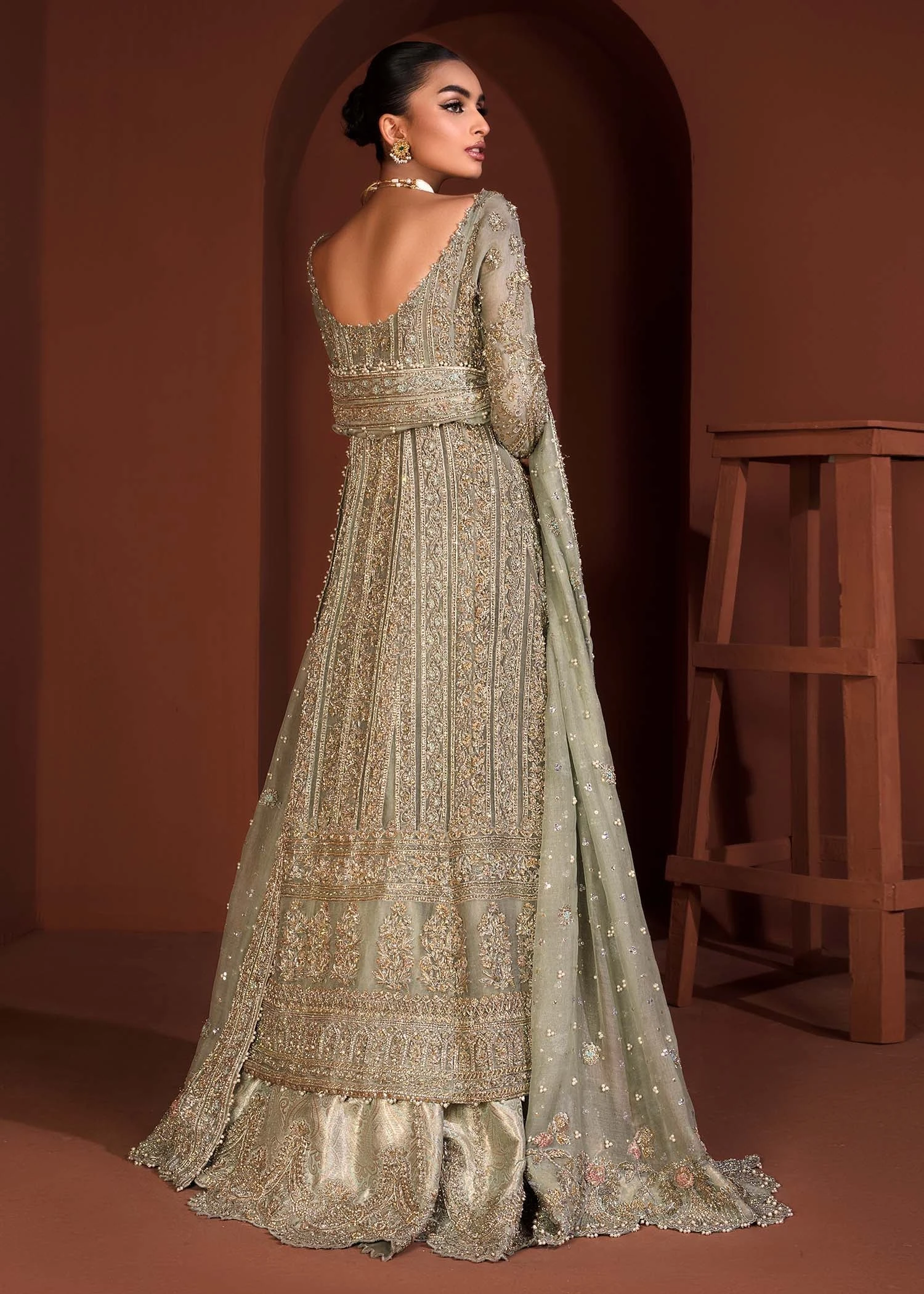 Embellished Gown Lehenga Dupatta Pakistani Bridal Dress 4 Embellished Gown Lehenga Dupatta Pakistani Bridal Dress - Image 2