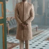 Hand-Embroidered Mens Groom Sherwani In Jamawar Fabric 2 Hand-Embroidered Mens Groom Sherwani In Jamawar Fabric -LuxPak Bridal Studio Store Hand EmbroideredMensGroomSherwaniinJamawarFabric