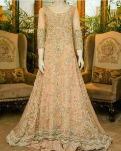 Beautifull Bridal Maxi In Peechy Pink Color M #W 848