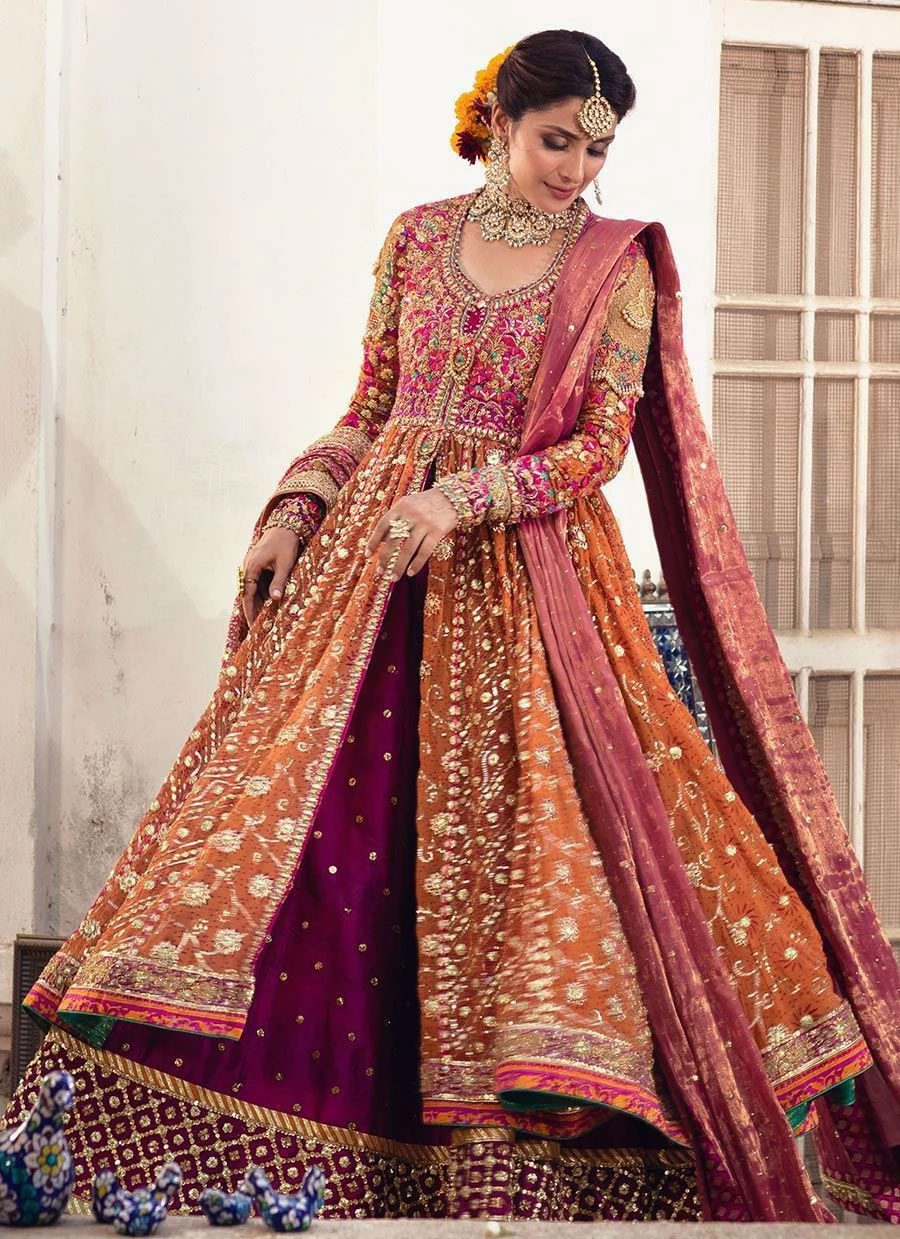 Pakistani Kalidaar Multicolor Heavy Embroidered Bridal Lehenga 4 Pakistani Kalidaar Multicolor Heavy Embroidered Bridal Lehenga - Image 2