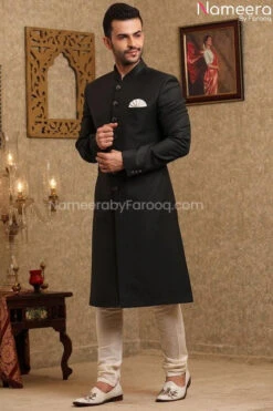 Latest Black Sherwani For Wedding Online 2021 #GR95 9 Latest Black Sherwani For Wedding Online 2021 #GR95 -LuxPak Bridal Studio Store LatestBlackSherwaniforWeddingOnline2021 4