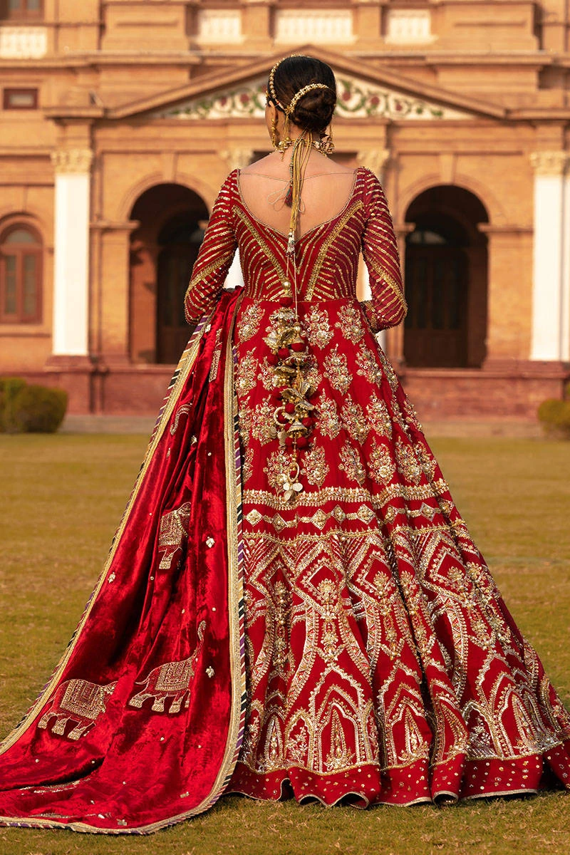 Bridal Pishwas With Gharara Red Pakistani Dress #BS767 4 Bridal Pishwas With Gharara Red Pakistani Dress #BS767 - Image 2
