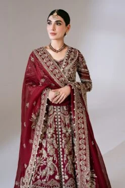 Deep Red Kalidaar Lehenga Style Pakistani Bridal Dress 10 Deep Red Kalidaar Lehenga Style Pakistani Bridal Dress -LuxPak Bridal Studio Store LatestDeepRedKalidaarLehengaStylePakistaniBridalDress