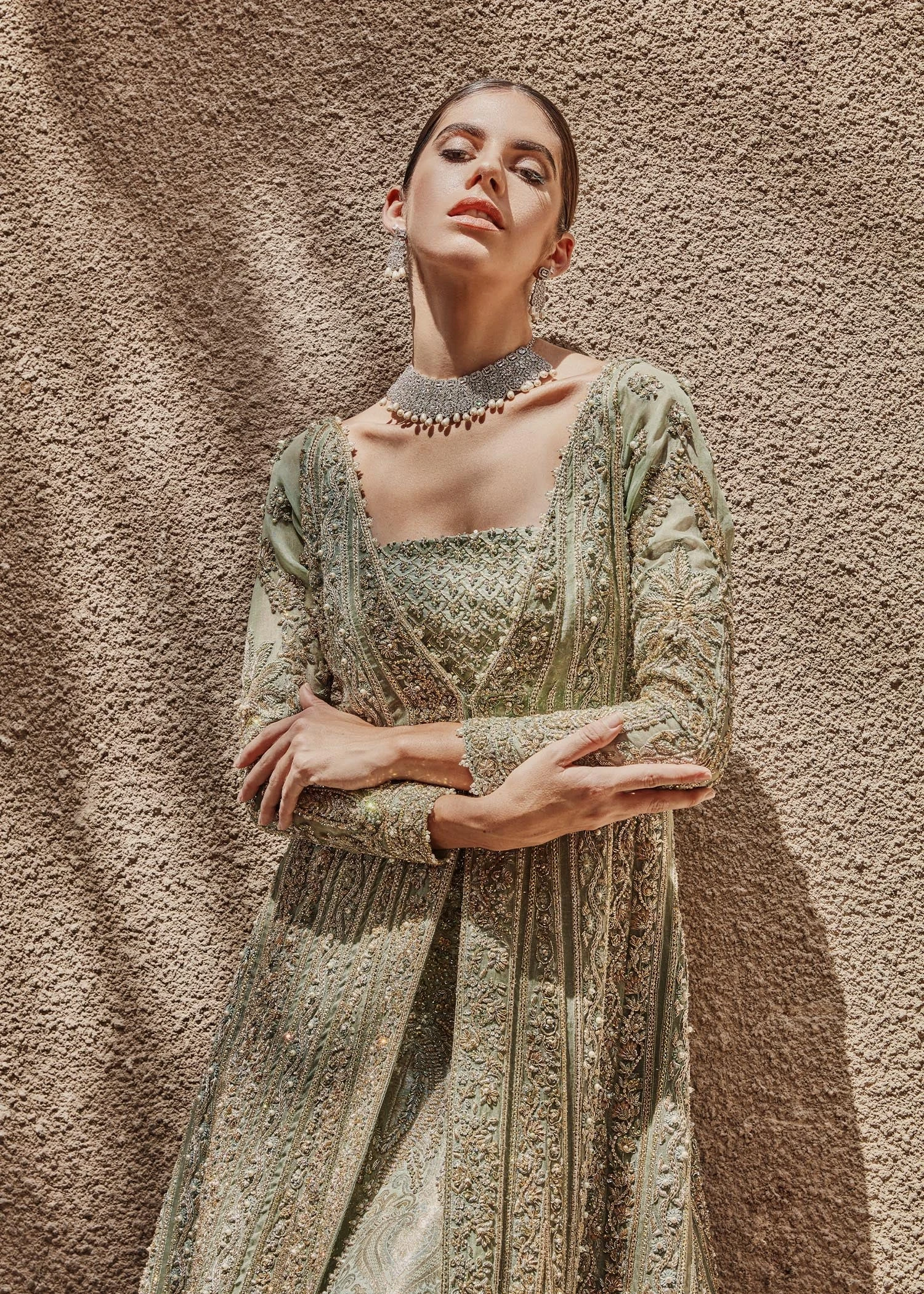 Embellished Gown Lehenga Dupatta Pakistani Bridal Dress 7 Embellished Gown Lehenga Dupatta Pakistani Bridal Dress - Image 5