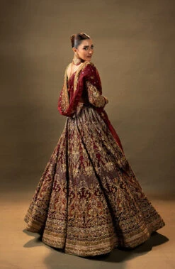 Maroon Pakistani Bridal Dress In Choli Lehenga Style -LuxPak Bridal Studio Store LatestMaroonPakistaniBridalDressinCholiLehengaStyle