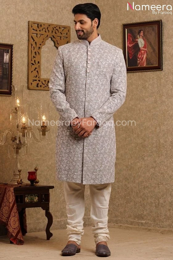 Latest Men's Wedding Sherwani For Groom Online #GR106 4 Latest Men's Wedding Sherwani For Groom Online #GR106 - Image 2