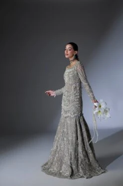 Net Pakistani Bridal Dress In Grey Lehenga Shirt Style 15 Net Pakistani Bridal Dress In Grey Lehenga Shirt Style -LuxPak Bridal Studio Store LatestNetPakistaniBridalDressinGreyLehengaShirtStyle