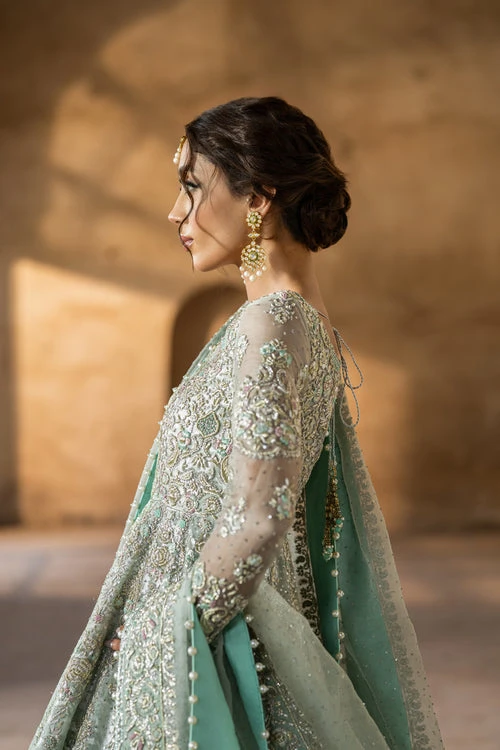 Pakistani Bridal Dress In Blue Lehenga And Frock Style 8 Pakistani Bridal Dress In Blue Lehenga And Frock Style - Image 6