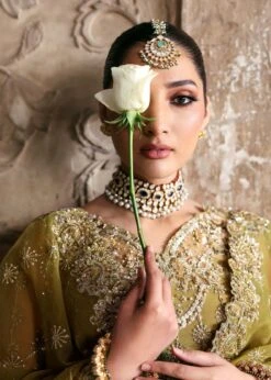 Pakistani Bridal Dress In Green Choli Lehenga Style -LuxPak Bridal Studio Store LatestPakistaniBridalDressinGreenCholiLehengaStyle