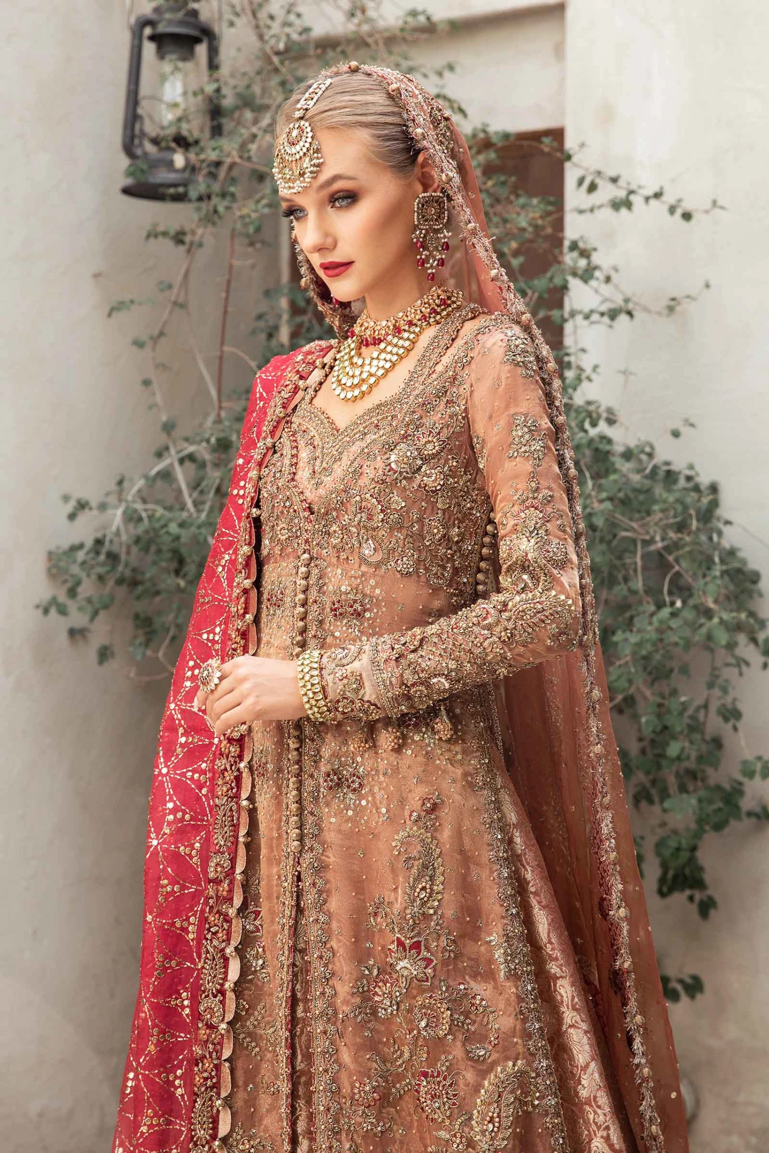 Pakistani Bridal Dress In Open Kameez And Lehenga Style 4 Pakistani Bridal Dress In Open Kameez And Lehenga Style - Image 2