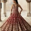 Pakistani Bridal Dress In Red Pishwas Lehenga Style -LuxPak Bridal Studio Store LatestPakistaniBridalDressinRedPishwasLehengaStyle