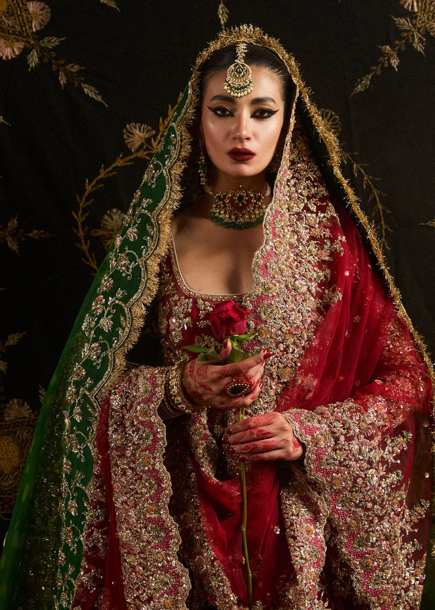 Pakistani Bridal Red Pishwas Lehenga And Dupatta Dress 5 Pakistani Bridal Red Pishwas Lehenga And Dupatta Dress - Image 3