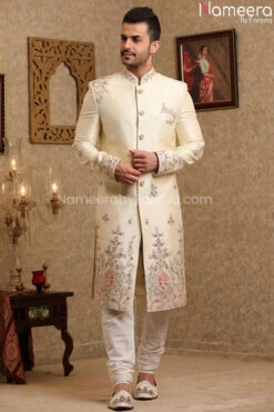 Latest Pakistani Cream Sherwani For Groom Online #GR96 8 Latest Pakistani Cream Sherwani For Groom Online #GR96 -LuxPak Bridal Studio Store LatestPakistaniCreamSherwaniforGroomOnline 1