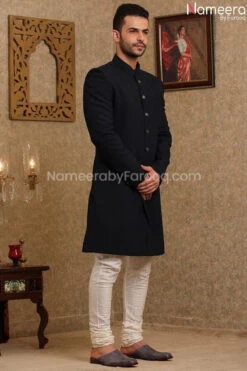 Latest Pakistani Designer Black Sherwani Online #GR77 -LuxPak Bridal Studio Store LatestPakistaniDesignerBlackSherwaniOnline 3