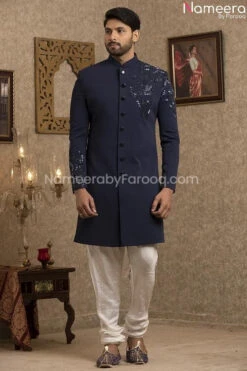 Latest Pakistani Navy Blue Sherwani For Groom #GR107 9 Latest Pakistani Navy Blue Sherwani For Groom #GR107 -LuxPak Bridal Studio Store LatestPakistaniNavyBlueSherwaniforGroom 3