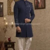 Latest Pakistani Navy Blue Sherwani For Groom #GR107 -LuxPak Bridal Studio Store LatestPakistaniNavyBlueSherwaniforGroom 4