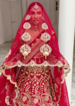 Latest Pakistani Red Bridal Dress In Gown Style #BS787 10 Latest Pakistani Red Bridal Dress In Gown Style #BS787 -LuxPak Bridal Studio Store LatestPakistaniRedBridalDressinGownStyleOnline