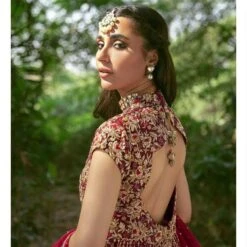Pakistani Red Dress In Bridal Lehenga Gown Style #BS761 7 Pakistani Red Dress In Bridal Lehenga Gown Style #BS761 -LuxPak Bridal Studio Store LatestPakistaniRedDressinBridalLehengaGownStyle