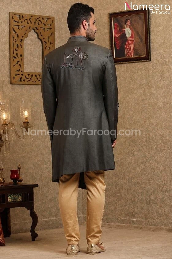 Latest Pakistani Sherwani Men's For Wedding 2021 #GR84 5 Latest Pakistani Sherwani Men's For Wedding 2021 #GR84 - Image 3