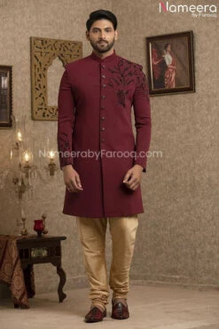 Latest Pakistani Sherwani Style For Groom Online #GR105