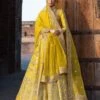 Pakistani Wedding Dress In Lehenga Style For Mehndi -LuxPak Bridal Studio Store LatestPakistaniWeddingDressinLehengaStyleforMehndi