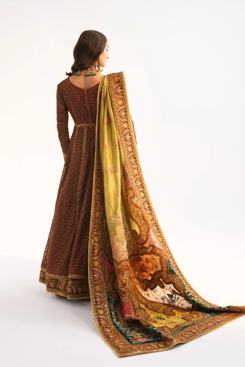 Pakistani Wedding Dress In Maroon Anarkali Frock Style 5 Pakistani Wedding Dress In Maroon Anarkali Frock Style - Image 3