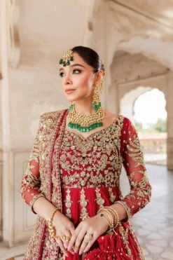 Pakistani Wedding Dress In Red Net Gown Lehenga Style 8 Pakistani Wedding Dress In Red Net Gown Lehenga Style -LuxPak Bridal Studio Store LatestPakistaniWeddingDressinRedNetGownLehengaStyle