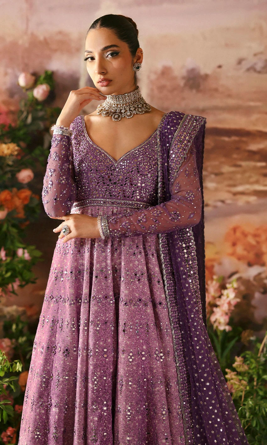 Purple Pishwas Frock Dupatta Pakistani Wedding Dress 4 Purple Pishwas Frock Dupatta Pakistani Wedding Dress - Image 2