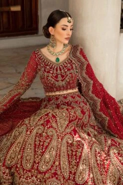 Royal Red Pakistani Bridal Dress In Lehenga Choli Style 12 Royal Red Pakistani Bridal Dress In Lehenga Choli Style -LuxPak Bridal Studio Store LatestRoyalRedPakistaniBridalDressinLehengaCholiStyle