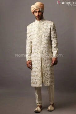 Latest Sherwani For Groom With Dabka Embroidery #GR33
