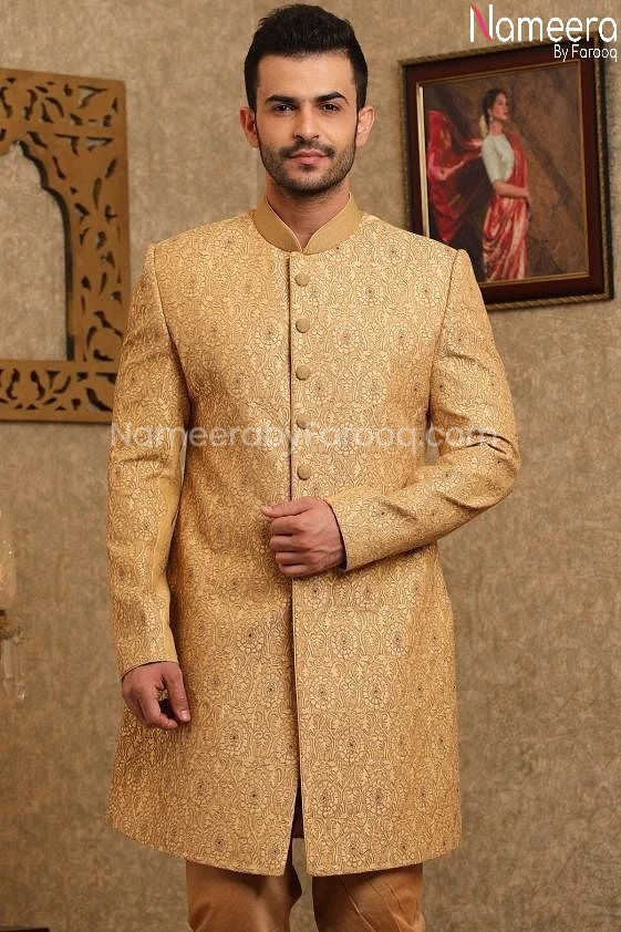 Latest Sherwani Pakistani For Wedding Online #GR103 4 Latest Sherwani Pakistani For Wedding Online #GR103 - Image 2