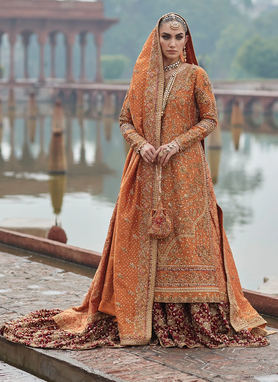 Orange Lehenga Designs Dress For Pakistani Bridal Wear 3 Orange Lehenga Designs Dress For Pakistani Bridal Wear