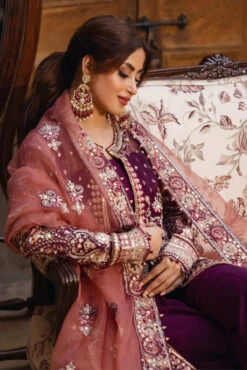 Luxury Magenta Embroidered Pakistani Wedding Dress Open Front Gown -LuxPak Bridal Studio Store LuxuryMagentaEmbroideredPakistaniWeddingOpenFrontGown