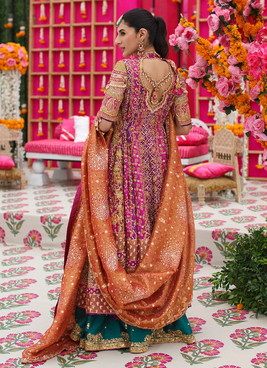 Luxury Pakistani Bridal Anarkali Lehenga In Angarkha Style 6 Luxury Pakistani Bridal Anarkali Lehenga In Angarkha Style - Image 4
