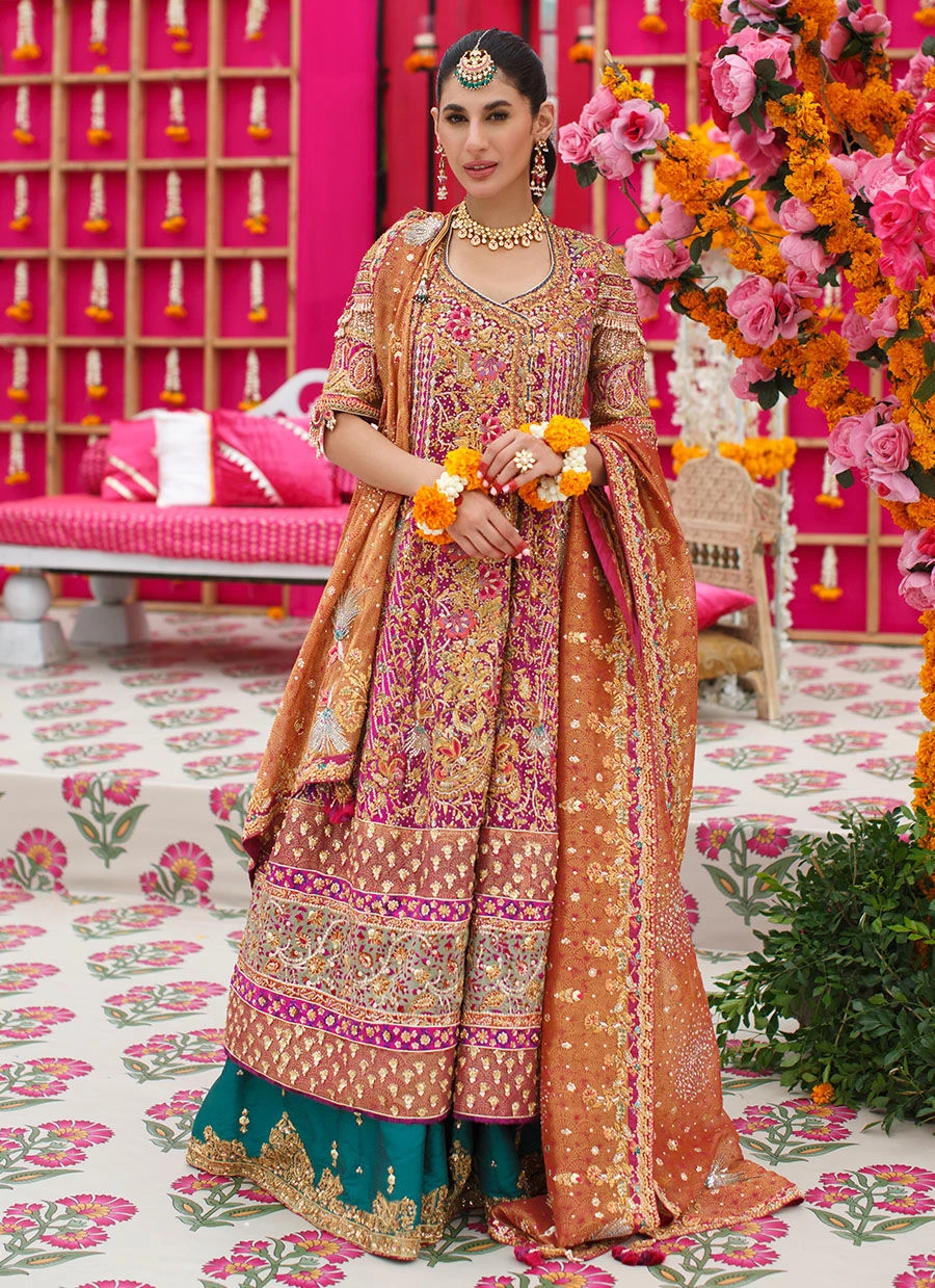 Luxury Pakistani Bridal Anarkali Lehenga In Angarkha Style 3 Luxury Pakistani Bridal Anarkali Lehenga In Angarkha Style