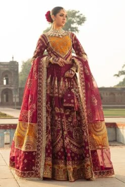 Maroon Choli Lehenga Dupatta Pakistani Bridal Dress
