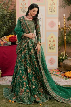 Mehndi Green Heavily Embellished Pakistani Wedding Dress Lehenga Choli -LuxPak Bridal Studio Store MehndiGreenHeavilyEmbellishedPakistaniDressLehengaCholi